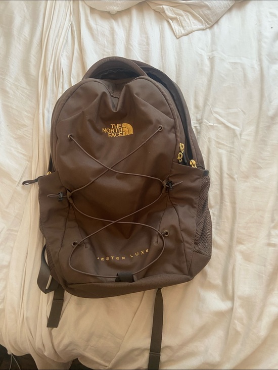 The North Face Handbags - The North Face Brown Jester Luxe Backpack with Gold Accents
